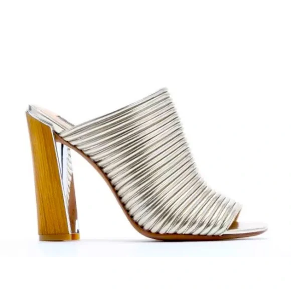 Rachel Zoe Metallic Leather Seneca Mules 7.5 - Picture 1 of 7